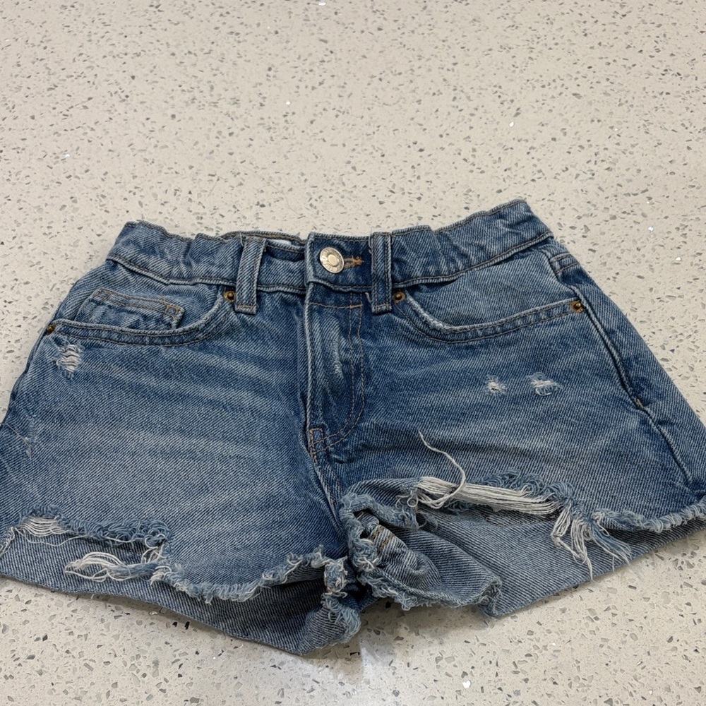 Girls Zara super cute Blue Distressed Jean Shorts size 9